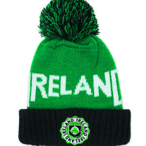 Black & Green Speckle Cuffed Beanie Knit Hat Ireland Crest