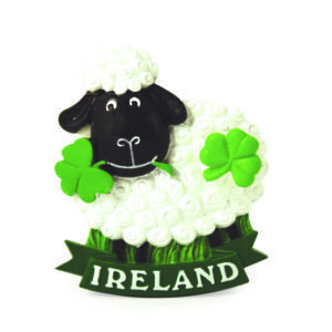 Sheep W/Shamrock Sprig Magnet