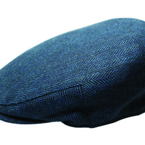 The Quiet Man Blue Herringbone Wool Flat Cap 58Cm
