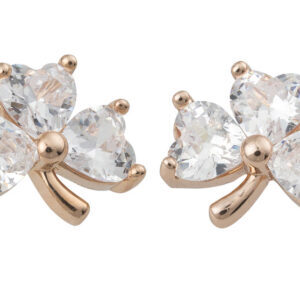 Rose Colour Earring W/3 Clear Crystals.