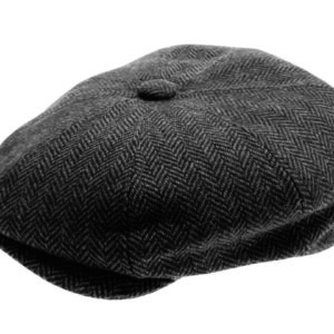 C24 Newsboy Cap - Grey Herringbone  (60Cm)