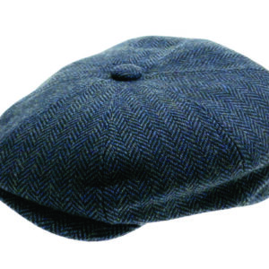 Newsboy Cap - Blue Herringbone  (60Cm)