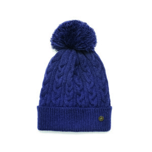 Man Of Aran Navy Cable Bobbin Beanie New 2024