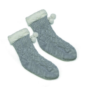 Man Of Aran Grey Slipper Socks New 2024