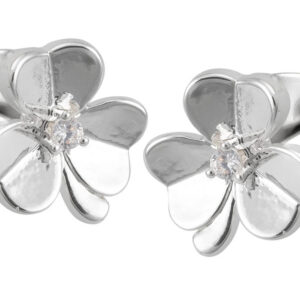 Silver/Matt Cz Shamrock Earrings