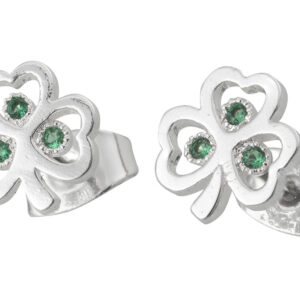 3 Cz Centre Open Shamrock Earrings