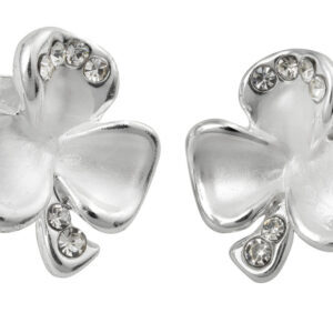 White Matt Cz Shamrock Earring
