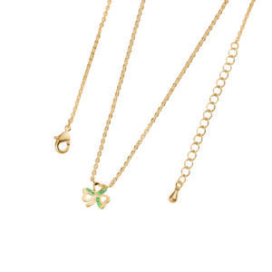 TRINITY & CO. CURVED GREEN CZ SHAMROCK PENDANT GOLD NEW 2025