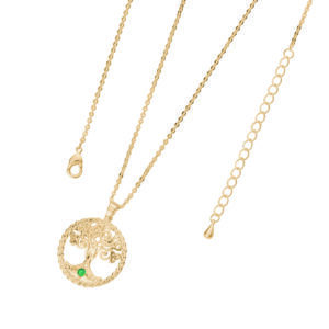 TRINITY & CO. GOLD TREE OF LIFE PENDENT W/SINGLE STONE NEW 2025