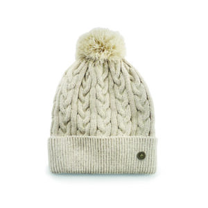 MAN OF ARAN OATMEAL CABLE BOBBIN BEANIE NEW 2025