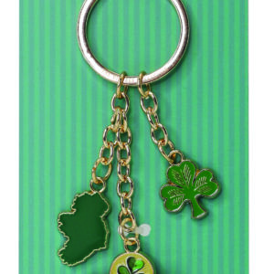 VINTAGE - IRELAND SHAMROCK GREEN CHARM KEYRING - NEW 2026
