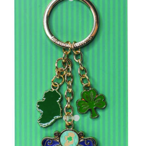 VINTAGE - IRELAND MAP GREEN CHARM KEYRING - NEW 2026