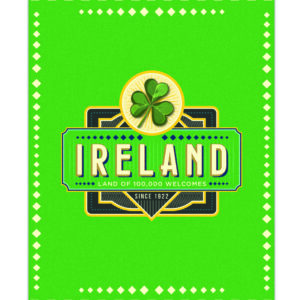 VINTAGE - IRELAND SHAMROCK GREEN T-TOWEL - NEW 2026