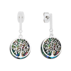 TRINITY - SHELL TREE OF LIFE DROP EARRINGS SILVER (BE20829)