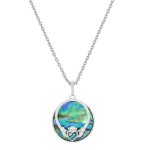 TRINITY - SHELL CLADDAGH DISC PENDANT SILVER (BN12975)